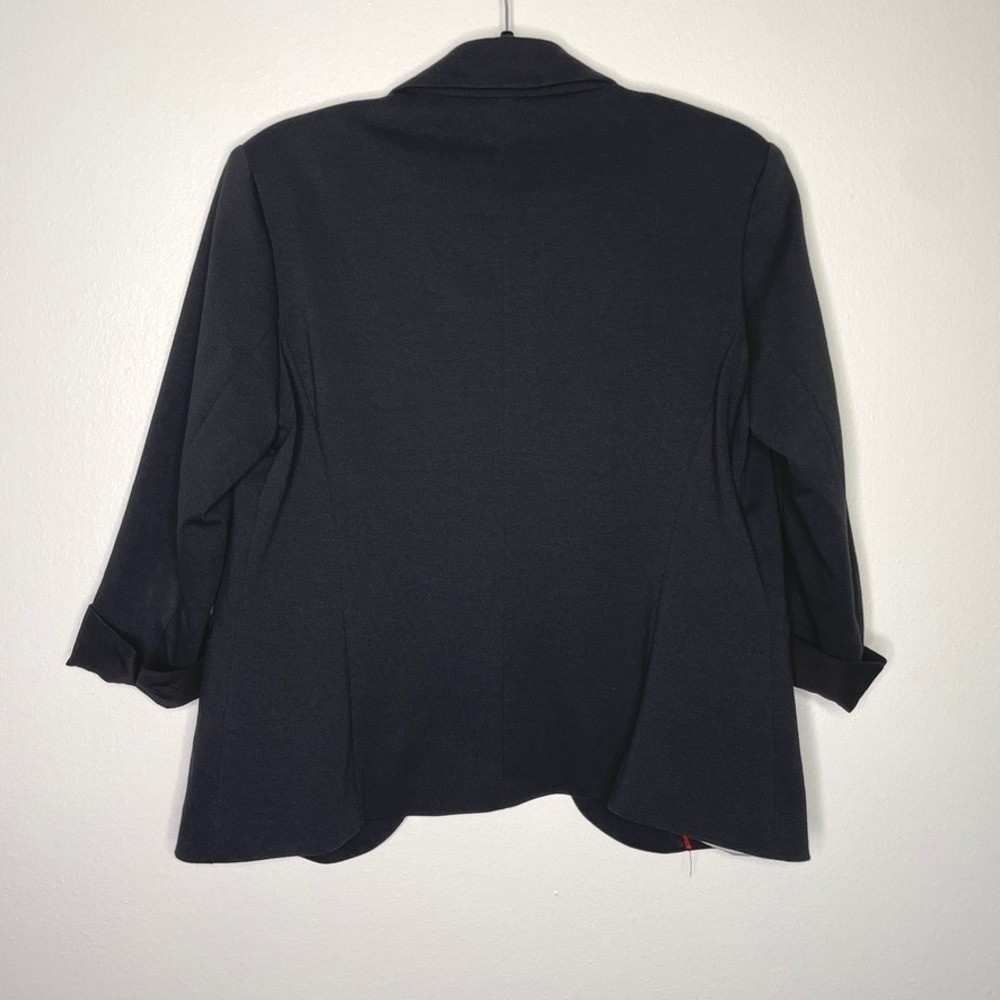 Nicole Miller Original Blazer Womens Sz M Black 3/4 Sleeve Striped Lining Office - Picture 8 of 11